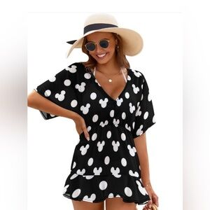 Disney Black and White Mickey Dot Swim Coverup